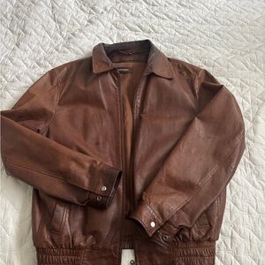 Danier Men's Brown Leather Bomber Jacket